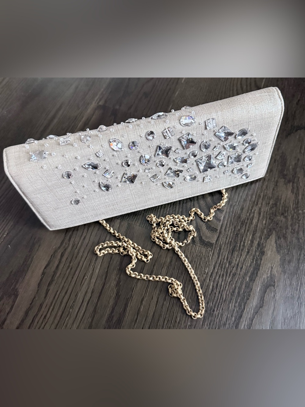 $2400 Mary Norton gold glitter leather Swarovski crystals embellished clutch bag